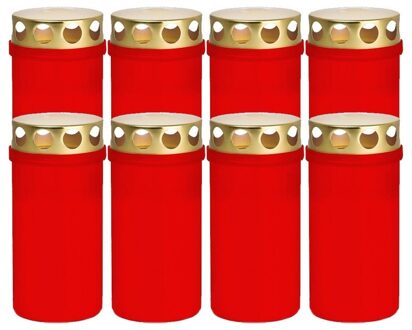 Trend Candles 8x Rode grafkaarsen/graflichten 6 x 12,6 cm 2 dagen - Stompkaarsen Rood