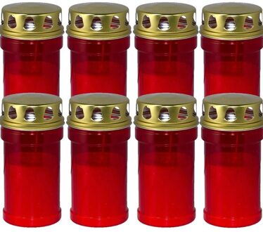 Trend Candles 8x Rode grafkaarsen/graflichten 7 x 14,5 cm 2,5 dag - Stompkaarsen Rood