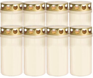 Trend Candles 8x Witte grafkaarsen/gedenklichten met deksel 6 x 12 cm 2 dagen