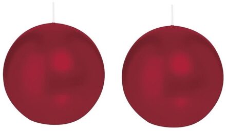 Trend Candles Bolkaars glad - 2x - bordeaux rood - 7 cm - 16 branduren - ronde kaarsen