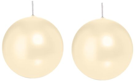 Trend Candles Bolkaars glad - 2x - creme wit - 8 cm - 25 branduren - ronde kaarsen