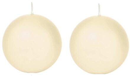 Trend Candles Bolkaars glad - 2x - cremewit - 7 cm - 16 branduren - ronde kaarsen