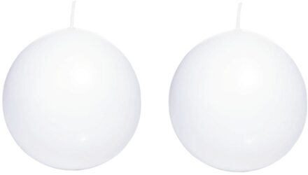 Trend Candles Bolkaars glad - 2x - wit - 7 cm - 16 branduren - ronde kaarsen