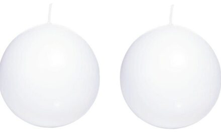 Trend Candles Bolkaars glad - 2x - wit - 8 cm - 25 branduren - ronde kaarsen