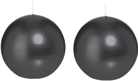 Trend Candles Bolkaars glad - 2x - zwart - 7 cm - 16 branduren - ronde kaarsen