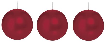 Trend Candles Bolkaars glad - 3x - bordeaux rood - 8 cm - 25 branduren - ronde kaarsen