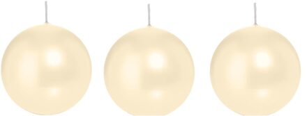 Trend Candles Bolkaars glad - 3x - creme wit - 8 cm - 25 branduren - ronde kaarsen