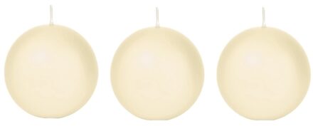 Trend Candles Bolkaars glad - 3x - cremewit - 7 cm - 16 branduren - ronde kaarsen