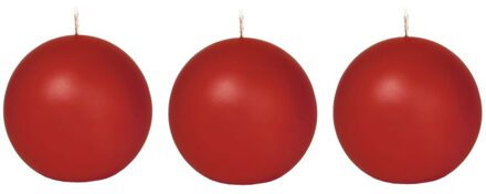 Trend Candles Bolkaars glad - 3x - rood - 7 cm - 16 branduren - ronde kaarsen