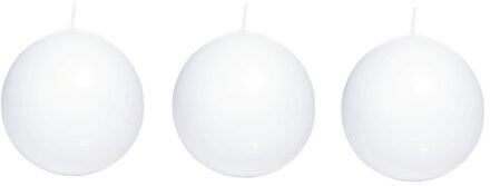 Trend Candles Bolkaars glad - 3x - wit - 7 cm - 16 branduren - ronde kaarsen