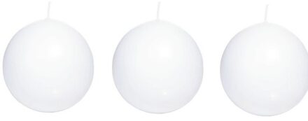 Trend Candles Bolkaars glad - 3x - wit - 8 cm - 25 branduren - ronde kaarsen