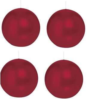 Trend Candles Bolkaars glad - 4x - bordeaux rood - 7 cm - 16 branduren - ronde kaarsen