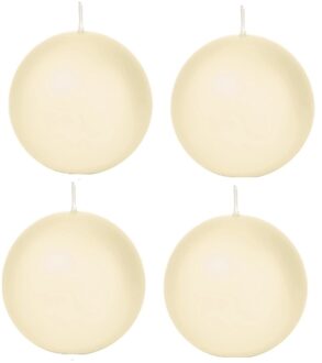 Trend Candles Bolkaars glad - 4x - cremewit - 7 cm - 16 branduren - ronde kaarsen