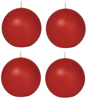 Trend Candles Bolkaars glad - 4x - rood - 7 cm - 16 branduren - ronde kaarsen