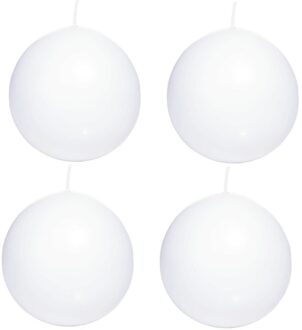 Trend Candles Bolkaars glad - 4x - wit - 7 cm - 16 branduren - ronde kaarsen