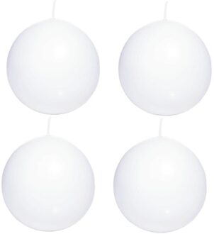 Trend Candles Bolkaars glad - 4x - wit - 8 cm - 25 branduren - ronde kaarsen