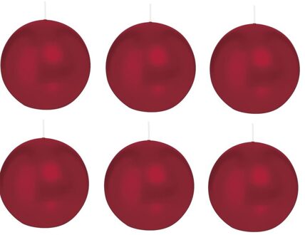 Trend Candles Bolkaars glad - 6x - bordeaux rood - 7 cm - 16 branduren - ronde kaarsen