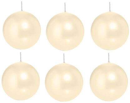 Trend Candles Bolkaars glad - 6x - creme wit - 8 cm - 25 branduren - ronde kaarsen