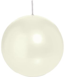 Trend Candles Bolkaars glad - 6x - parelmoer - 8 cm - 25 branduren - ronde kaarsen Wit