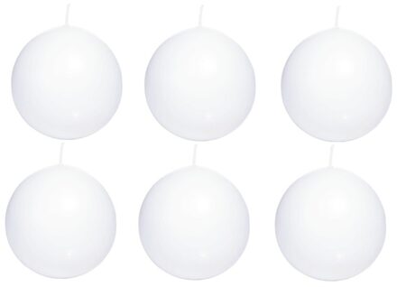 Trend Candles Bolkaars glad - 6x - wit - 7 cm - 16 branduren - ronde kaarsen