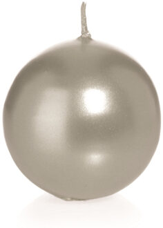Trend Candles Bolkaars glad - zilver - 7 cm - 16 branduren - ronde kaarsen