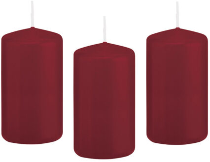Trend Candles Cilinderkaars/stompkaars - 10x - bordeauxrood - 6 x 12 cm - 40 branduren