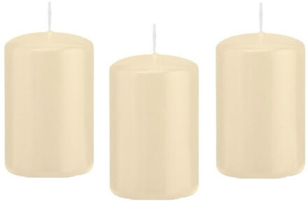 Trend Candles Cilinderkaars/stompkaars - 10x - cremewit - 5 x 8 cm - 18 branduren