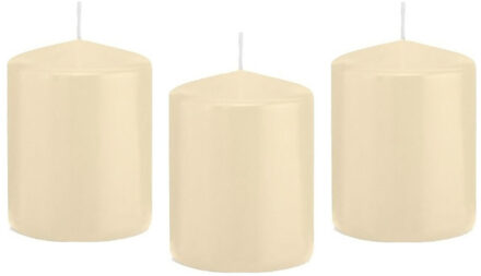 Trend Candles Cilinderkaars/stompkaars - 10x - cremewit - 6 x 8 cm - 29 branduren