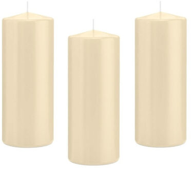 Trend Candles Cilinderkaars/stompkaars - 10x - cremewit - 8 x 20 cm - 119 branduren