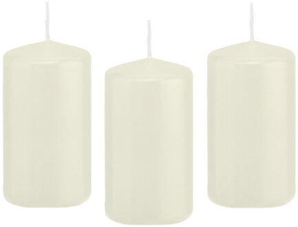 Trend Candles Cilinderkaars/stompkaars - 10x - ivoorwit - 6 x 12 cm - 40 branduren