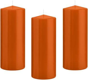 Trend Candles Cilinderkaars/stompkaars - 10x - oranje - 8 x 20 cm - 119 branduren