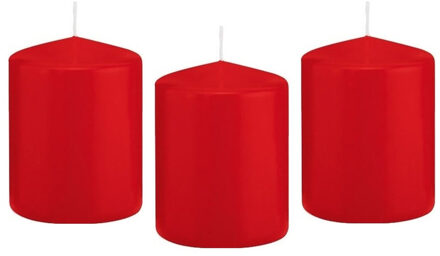 Trend Candles Cilinderkaars/stompkaars - 10x - rood - 6 x 8 cm - 29 branduren