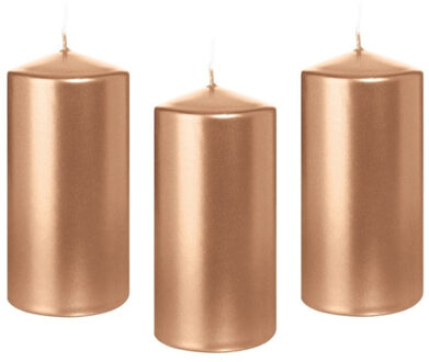 Trend Candles Cilinderkaars/stompkaars - 10x - ros?goud - 6 x 12 cm - 40 branduren