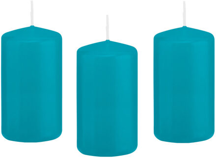 Trend Candles Cilinderkaars/stompkaars - 10x - turquoise - 6 x 12 cm - 40 branduren
