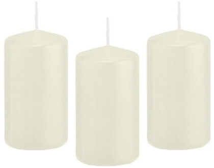 Trend Candles Cilinderkaars/stompkaars - 12x - ivoorwit - 5 x 10 cm - 23 branduren