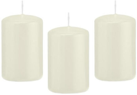 Trend Candles Cilinderkaars/stompkaars - 12x - ivoorwit - 5 x 8 cm - 18 branduren