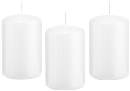 Trend Candles Cilinderkaars/stompkaars - 12x - wit - 5 x 8 cm - 18 branduren