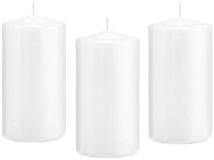 Trend Candles Cilinderkaars/stompkaars - 12x - wit - 8 x 15 cm - 69 branduren