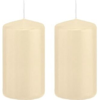 Trend Candles Cilinderkaars/stompkaars - 2x - cremewit - 5 x 10 cm - 23 branduren