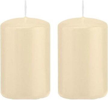 Trend Candles Cilinderkaars/stompkaars - 2x - cremewit - 5 x 8 cm - 18 branduren