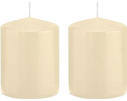 Trend Candles Cilinderkaars/stompkaars - 2x - cremewit - 6 x 8 cm - 29 branduren