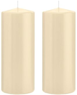 Trend Candles Cilinderkaars/stompkaars - 2x - cremewit - 8 x 20 cm - 119 branduren