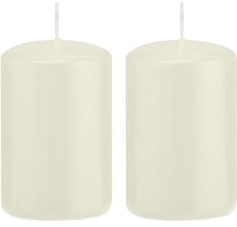 Trend Candles Cilinderkaars/stompkaars - 2x - ivoorwit - 5 x 8 cm - 18 branduren