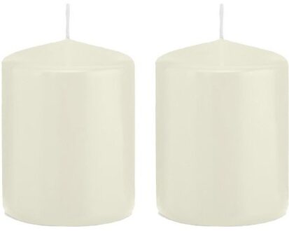 Trend Candles Cilinderkaars/stompkaars - 2x - ivoorwit - 6 x 8 cm - 29 branduren