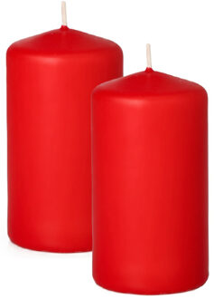 Trend Candles Cilinderkaars/stompkaars - 2x - rood - 5 x 10 cm - 23 branduren