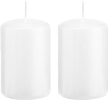 Trend Candles Cilinderkaars/stompkaars - 2x - wit - 5 x 8 cm - 18 branduren
