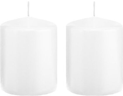 Trend Candles Cilinderkaars/stompkaars - 2x - wit - 6 x 8 cm - 29 branduren