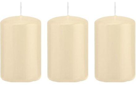 Trend Candles Cilinderkaars/stompkaars - 3x - cremewit - 5 x 8 cm - 18 branduren