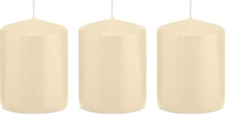 Trend Candles Cilinderkaars/stompkaars - 3x - cremewit - 6 x 8 cm - 29 branduren