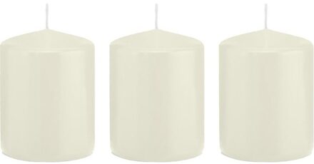 Trend Candles Cilinderkaars/stompkaars - 3x - ivoorwit - 6 x 8 cm - 29 branduren